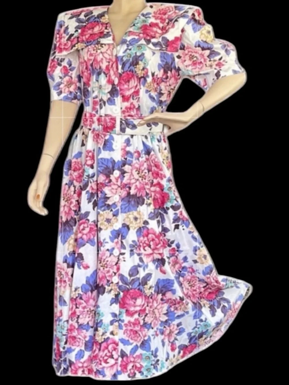 Vintage Cottagecore Floral Button Front Dress